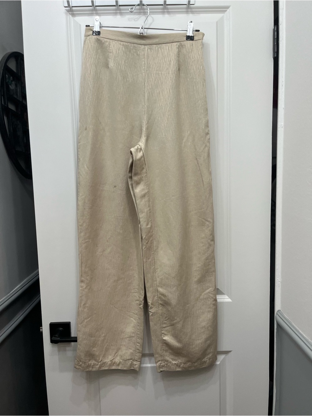 Linden Hill Women’s 100% Silk Straight-Leg Casual Pants in Beige Small